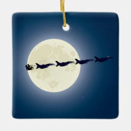 Persoonlijke Kerstman met F-16 Jets Militaire Kers Keramisch Ornament