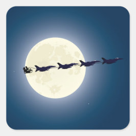 Persoonlijke Kerstman met F-16 Jets Militaire Kers Vierkante Sticker