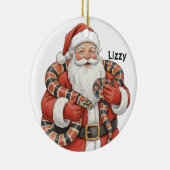 Persoonlijke Kerstman met melkslang Keramisch Ornament (Rechts)