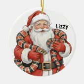 Persoonlijke Kerstman met melkslang Keramisch Ornament (Voorkant)