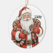Persoonlijke Kerstman met melkslang Keramisch Ornament (Links)