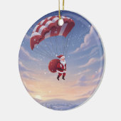 Persoonlijke Kerstman met parachutesprong Keramisch Ornament (Links)