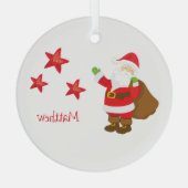 Persoonlijke kerstman met sterren glas ornament (Achterkant)