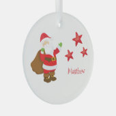 Persoonlijke kerstman met sterren glas ornament (Voorkant Rechts)