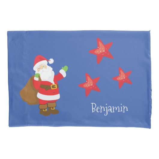 Persoonlijke kerstman met sterren kussensloop (Voorkant)