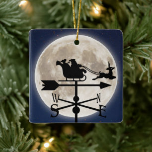Persoonlijke kerstman met volle maan keramisch ornament