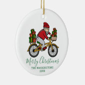 Persoonlijke kerstman met wielrennen keramisch ornament (Rechts)