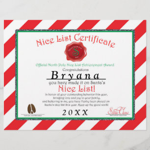 Persoonlijke Kerstman NICE LIST CERTIFICAAT Flyer