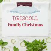 Persoonlijke kerstman op het dak theedoek (Gevouwen)