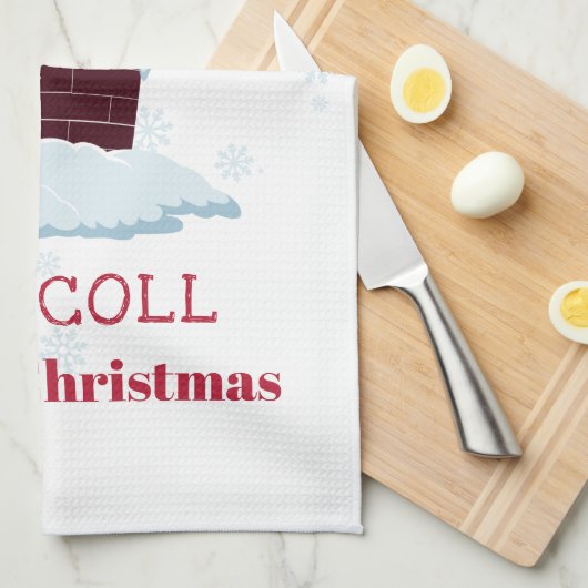 Persoonlijke kerstman op het dak theedoek (Quarter Fold)