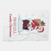 Persoonlijke kerstman op het dak theedoek (Horizontaal)