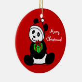 Persoonlijke kerstman Panda Santa Hat Keramisch Ornament (Rechts)