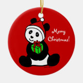 Persoonlijke kerstman Panda Santa Hat Keramisch Ornament (Voorkant)