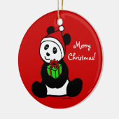 Persoonlijke kerstman Panda Santa Hat Keramisch Ornament (Links)
