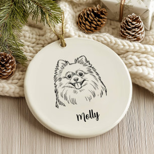 Persoonlijke Kerstman Pomeranian Hond Keramisch Ornament