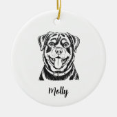Persoonlijke Kerstman Rottweiler Hond Keramisch Ornament (Voorkant)