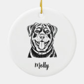 Persoonlijke Kerstman Rottweiler Hond Keramisch Ornament (Achterkant)
