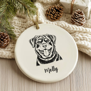 Persoonlijke Kerstman Rottweiler Hond Keramisch Ornament