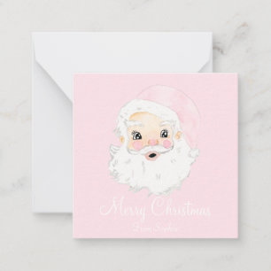 Persoonlijke Kerstman Roze Hoed Preppy Waterverf Notitiekaartje