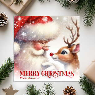 Persoonlijke Kerstman Rudolph Kerst Kinderen Puzze Legpuzzel
