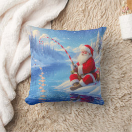 Persoonlijke Kerstman Santa Ijsvissen Kussen