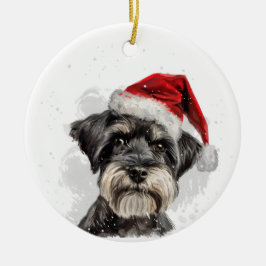 Persoonlijke Kerstman-Schnauzerhond Keramisch Ornament