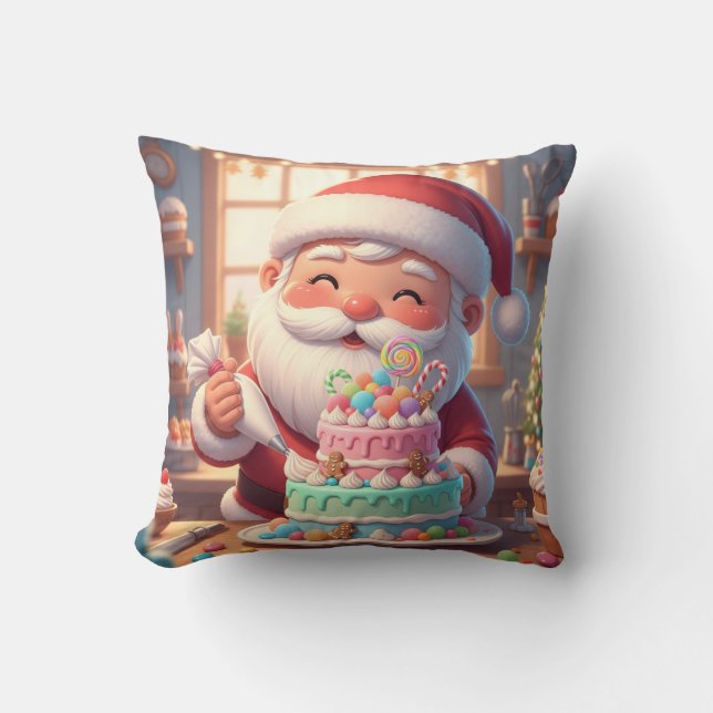Persoonlijke Kerstman Sinterklaas Sweet Shop Cake  Kussen (Voorkant)