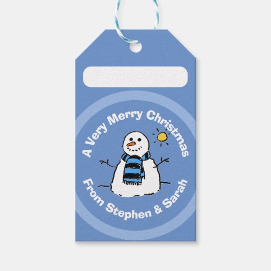Persoonlijke Kerstman Sneeuwman Cadeaulabel (Voorkant)