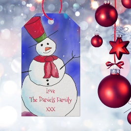 Persoonlijke Kerstman Sneeuwman Cadeaulabel