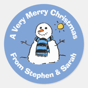 Persoonlijke Kerstman Sneeuwman Klassieke Ronde St Sticker