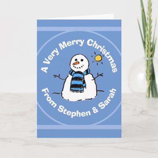 Persoonlijke Kerstman Sneeuwpop Feestdagen Kaart (Voorkant)