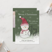 Persoonlijke Kerstman Sneeuwpop Kaart (Voorkant / Achterkant in situ)