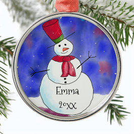 Persoonlijke Kerstman Sneeuwpop Metalen Ornament