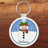 Persoonlijke Kerstman Sneeuwpop Sleutelhanger (Voorkant)