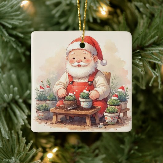Persoonlijke Kerstman Tuinier Vetplant Kerstmis Keramisch Ornament (Boom)