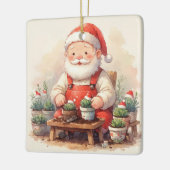 Persoonlijke Kerstman Tuinier Vetplant Kerstmis Keramisch Ornament (Links)