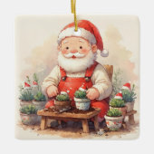 Persoonlijke Kerstman Tuinier Vetplant Kerstmis Keramisch Ornament (Voorkant)