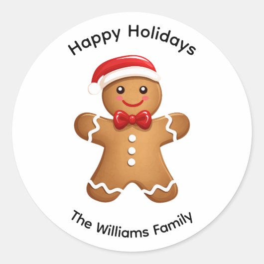 Persoonlijke Kerstman van Peperkoek Ronde Sticker (Voorkant)