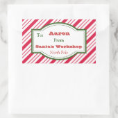 Persoonlijke kerstman werkplaats cadeautag sticker (Tas)