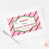 Persoonlijke kerstman werkplaats cadeautag sticker (Envelop)
