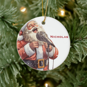 Persoonlijke Kerstman zingend  Keramisch Ornament