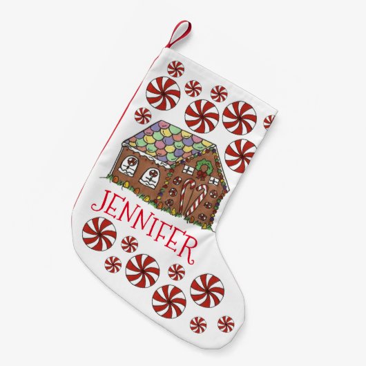 Persoonlijke kerstminnen voor ontbijtkoek kleine kerstsok (Voorkant (Hangend))