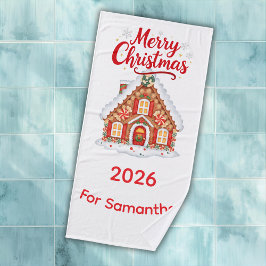 Persoonlijke Kerstmis 2026 Badhanddoek 