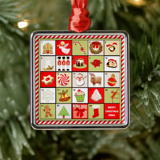 Persoonlijke Kerstmis Aftelling Metalen Ornament (Boom)