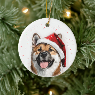 Persoonlijke Kerstmis Akita Hond Keramisch Ornament