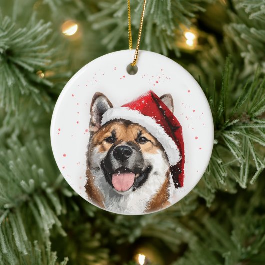 Persoonlijke Kerstmis Akita Hond Keramisch Ornament (Boom)