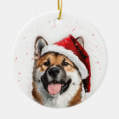 Persoonlijke Kerstmis Akita Hond Keramisch Ornament (Voorkant)