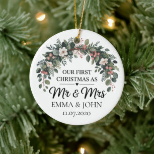 Persoonlijke Kerstmis Als Meneer & Mevrouw 2025 Keramisch Ornament