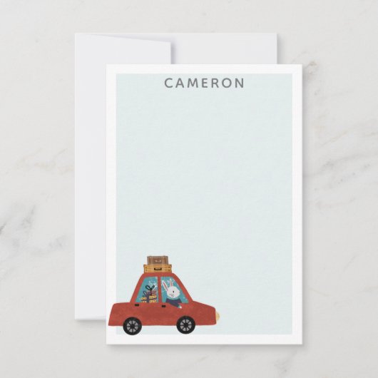 Persoonlijke Kerstmis Auto Reis Konijn Notitiekaartje (Voorkant)