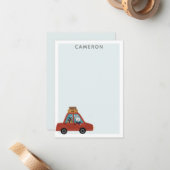 Persoonlijke Kerstmis Auto Reis Konijn Notitiekaartje (Voorkant / Achterkant in situ)